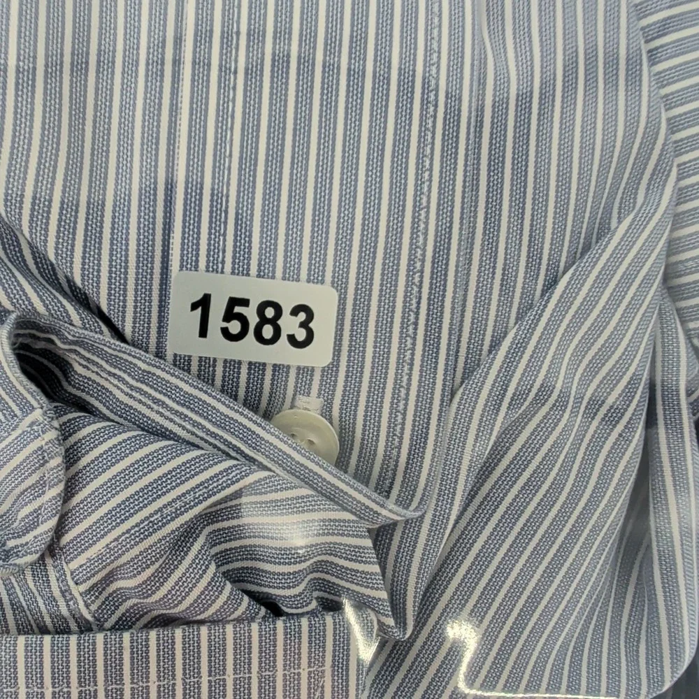Brooks Brothers‎ Regent Striped Classic Button-Up Dress Shirt Blue Sz 15.5 4/5